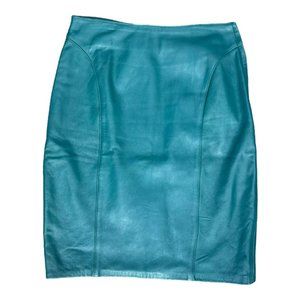 VTG Cedars Green Leather Pencil Skirt